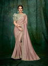 Old Rose Pink Colour Latest Fancy Designer Party Wear Satin Georgette Thread And Zari Embroidery Zardosi And Cut Daana Handwork Frills Saree Collection 5401
